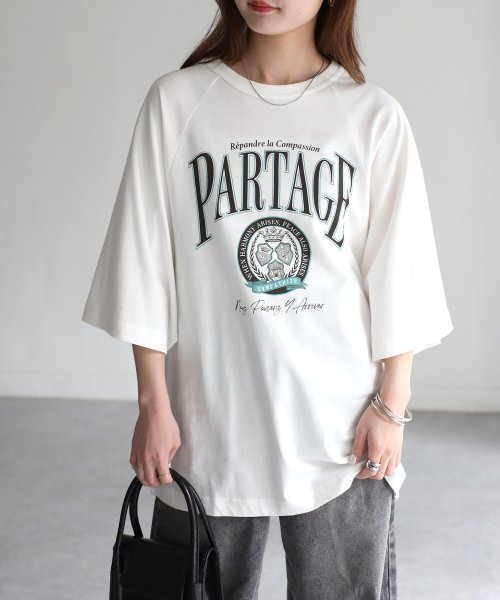 Riberry(リベリー)/ PARTAGEカレッジロゴラグランＴシャツ/A