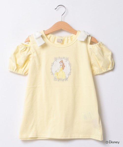 petit main(プティマイン)/【Disney】2way肩リボンTシャツ/イエロー