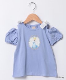 petit main(プティマイン)/【Disney】2way肩リボンTシャツ/ライトブルー
