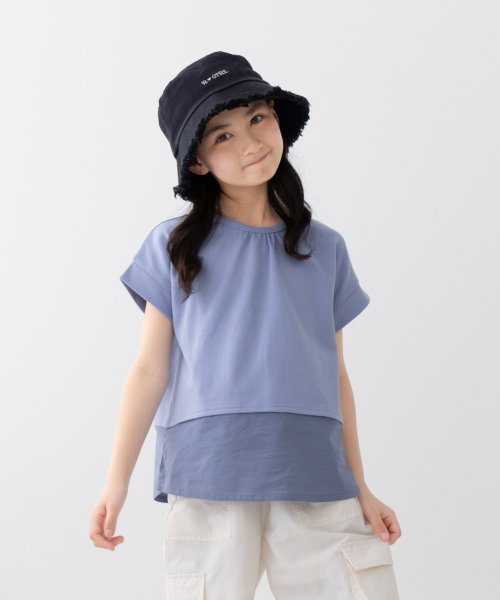 MAC HOUSE(kid's)(マックハウス（キッズ）)/NAVY ネイビー ポンチ素材 2WAYチュニック KMH241018/サックス