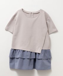 MAC HOUSE(kid's)(マックハウス（キッズ）)/NAVY ネイビー ポンチ素材 フェイクレイヤードチュニック KMH241019/グレー