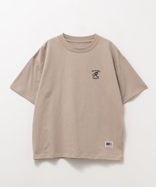 MAC HOUSE(kid's)(マックハウス（キッズ）)/NAVY ネイビー USコットン 刺繍Tシャツ KMH241003/ベージュ