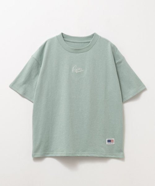 MAC HOUSE(kid's)(マックハウス（キッズ）)/NAVY ネイビー USコットン 刺繍Tシャツ KMH241003/ミント