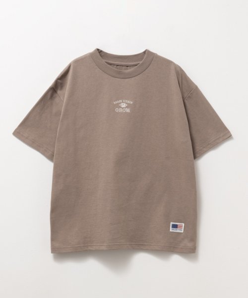 MAC HOUSE(kid's)(マックハウス（キッズ）)/NAVY ネイビー USコットン 刺繍Tシャツ KMH241002/ブラウン