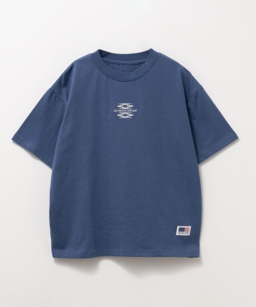 MAC HOUSE(kid's)(マックハウス（キッズ）)/NAVY ネイビー USコットン 刺繍Tシャツ KMH241002/ネイビー