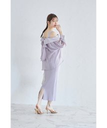 tocco closet(トッコクローゼット)/後ろリボン付きシアーシャツ×リブニットワンピースセット/LILAC