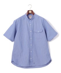 J.PRESS MENS(J．プレス　メンズ)/【KING SIZE】【クールマックス】サッカー マルチストライプ バンドカラーシャツ/ブルー系1