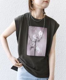 SHIPS WOMEN(シップス　ウィメン)/《予約》*【SHIPS別注】81BRANCA:ノースリーブ シアー フォト TEE ◆/チャコールグレー