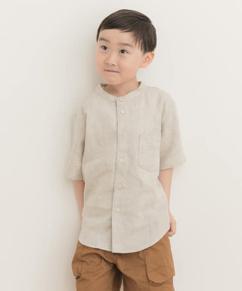 URBAN RESEARCH DOORS（Kids）(アーバンリサーチドアーズ（キッズ）)/【予約】『親子リンク』シルケットリネンバンドカラーシャツ(KIDS)/ECRU