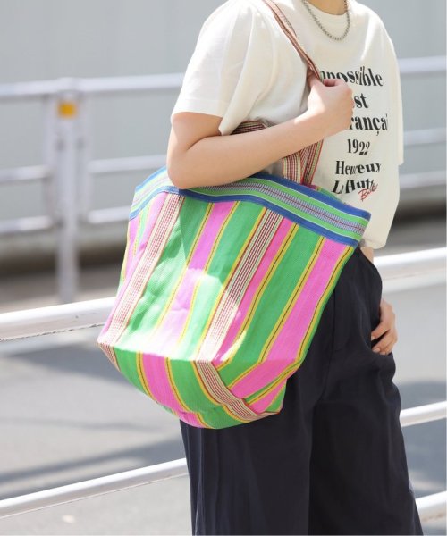 JOURNAL STANDARD relume(ジャーナルスタンダード　レリューム)/《予約》【Pasand/パサンド】 MULTI STRIPE MESH WIDE TOTE BAG：バッグ/ピンク