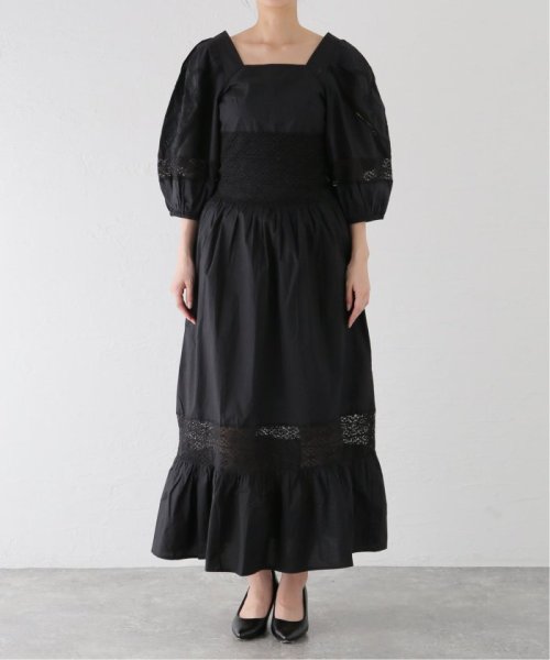 IENA(イエナ)/【SARA MALLIKA/サラマリカ】POPLIN LACE EMB MIX DRESS ワンピース/ブラック