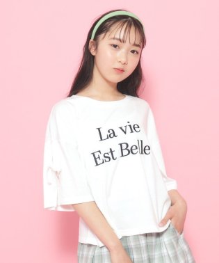 PINK-latte/袖リボンTシャツ/506080419