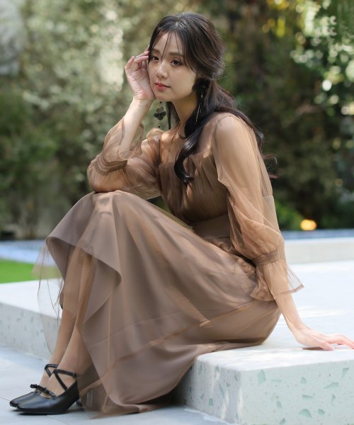 チュールビスチェ風ドレス 