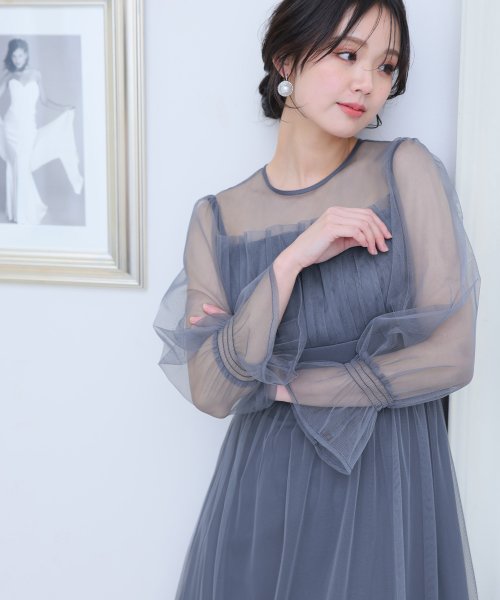 チュールビスチェ風ドレス 