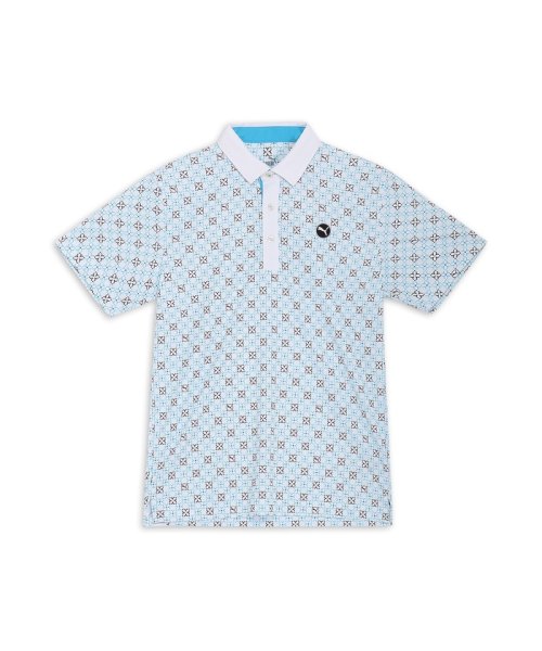 PUMA(PUMA)/メンズ ゴルフ ピュア モノグラム 半袖 ポロシャツ/WHITEGLOW-AQUABLUE
