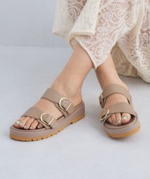 green label relaxing(グリーンレーベルリラクシング)/ダブルベルト プラット サンダル（3.5cmヒール）/BEIGE