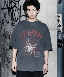 Rocky Monroe(ロッキーモンロー)/プリントTシャツ 半袖 メンズ レディース カットソー ビッグシルエット オーバーサイズ クールネック スカル イーグル ラビット ハンド 蜘蛛 ロゴ カジュア/チャコールグレー系4