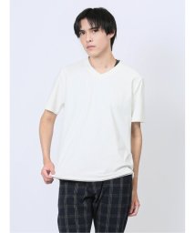 m.f.editorial/ジャガードヘリンボン フェイクVネック半袖Tシャツ メンズ Tシャツ カットソー カジュアル インナー トップス ギフト プレゼント/506081057