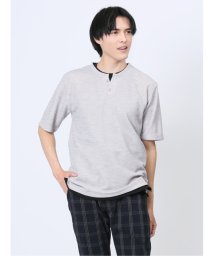 m.f.editorial(エムエフエディトリアル)/杢スラブ フェイクヘンリーネック半袖Tシャツ メンズ Tシャツ カットソー カジュアル インナー トップス ギフト プレゼント/ホワイト