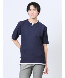 m.f.editorial/杢スラブ フェイクヘンリーネック半袖Tシャツ メンズ Tシャツ カットソー カジュアル インナー トップス ギフト プレゼント/506081058