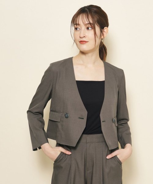 【洗える／裏地なし／清涼感／リネンライク】軽く羽織れる！こなれ感あるコンパクトジャケット 