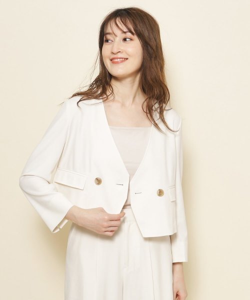 【洗える／裏地なし／清涼感／リネンライク】軽く羽織れる！こなれ感あるコンパクトジャケット 