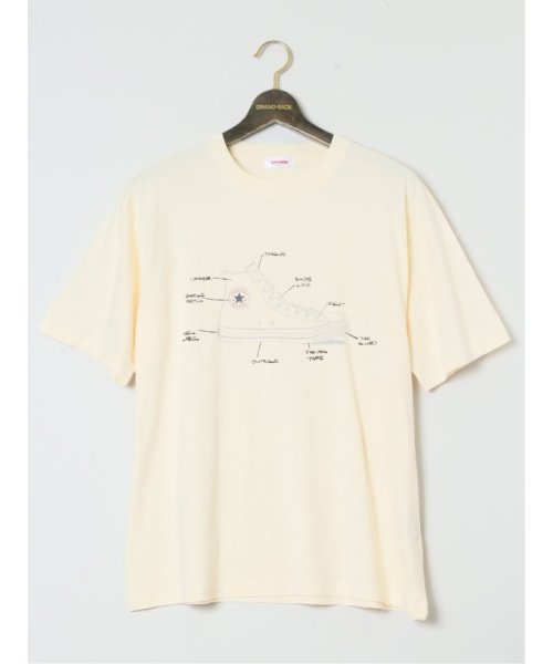 GRAND-BACK(グランバック)/【大きいサイズ】コンバース/CONVERSE イラスト風プリント クルーネック半袖Ｔシャツ メンズ Tシャツ カットソー カジュアル インナー トップス ギフト/アイボリー