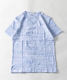 Nylaus(ナイラス)/スリムフィット 引き揃え杢 フライス Vネック ショートスリーブTシャツ/ブルー