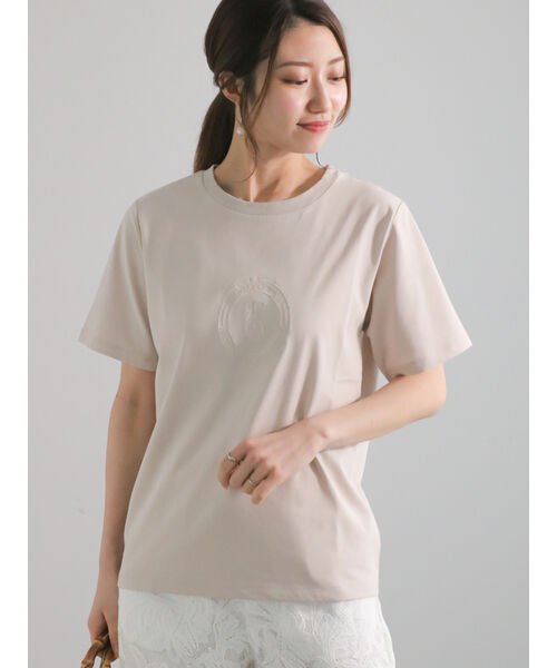 Te chichi(テチチ)/スタンプ刺繍スタンダードTシャツ/ベージュ