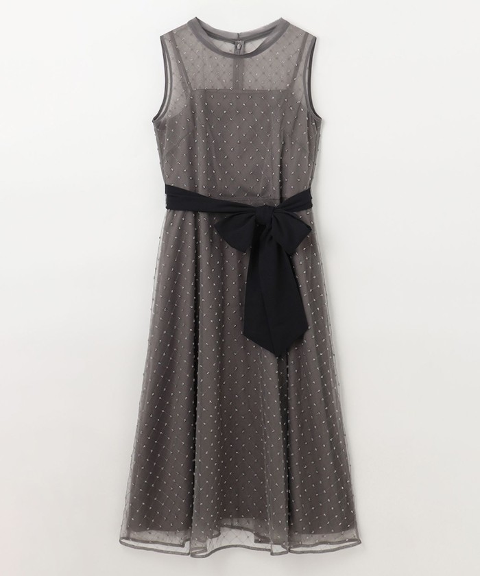 GRACECONTINENTAL ビーズembドレス チャコール 38 GRACECONTINENTAL ビーズembドレス チャコール 38