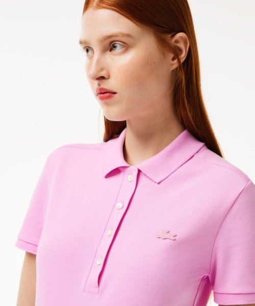 LACOSTE(ラコステ)/スリムフィット ストレッチコットンピケポロ（半袖）/チェリーピンク