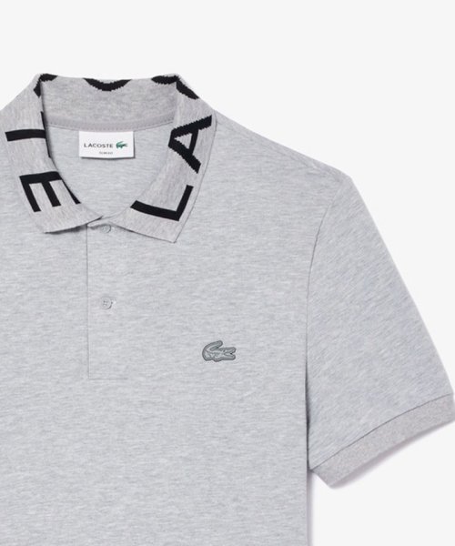 LACOSTE Mens(ラコステ　メンズ)/オーガニックコットン ミニ鹿の子 通気性 ストレッチ ジャカードリブニットカラーポロシャツ/グレー