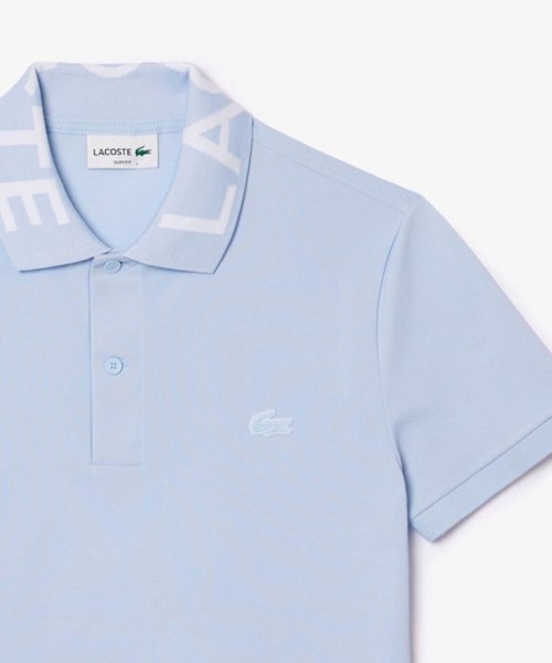 LACOSTE Mens(ラコステ　メンズ)/オーガニックコットン ミニ鹿の子 通気性 ストレッチ ジャカードリブニットカラーポロシャツ/ライトブルー