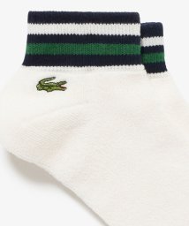 LACOSTE Mens(ラコステ　メンズ)/ボーダーリブパイル地アンクルソックス（25cn－27cm）/ホワイト