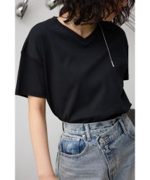 AZUL by moussy(アズールバイマウジー)/シルケットライクTシャツ/BLK