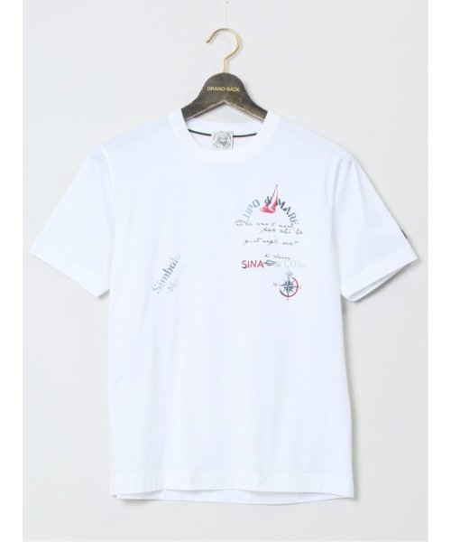 GRAND-BACK(グランバック)/【大きいサイズ】シナコバ/SINA COVA 綿シルケット クルーネック半袖Tシャツ/ホワイト