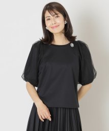 TO BE CHIC(トゥービーシック)/シルケットポンチ袖チュール プルオーバーカットソー/ブラック