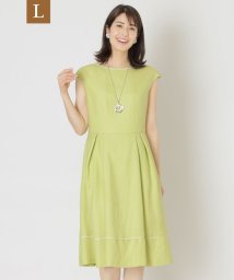 TO BE CHIC(L SIZE)(トゥービーシック Lサイズ)/【L】アイアスストレッチ ボートネックワンピース/グリーン