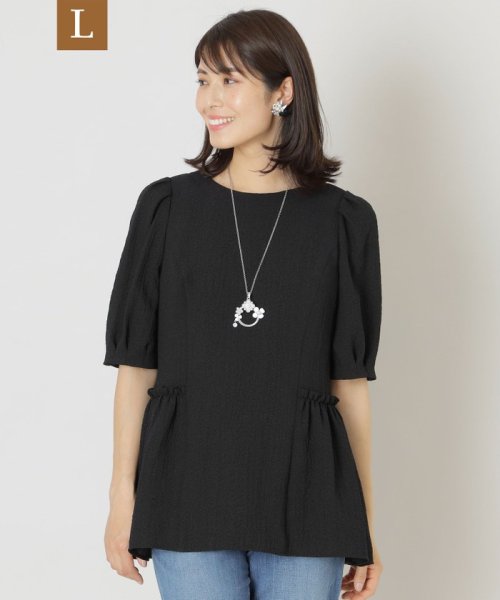 TO BE CHIC(L SIZE)(トゥービーシック Lサイズ)/【L】2WAYストレッチバンピー チュニックブラウス/ブラック