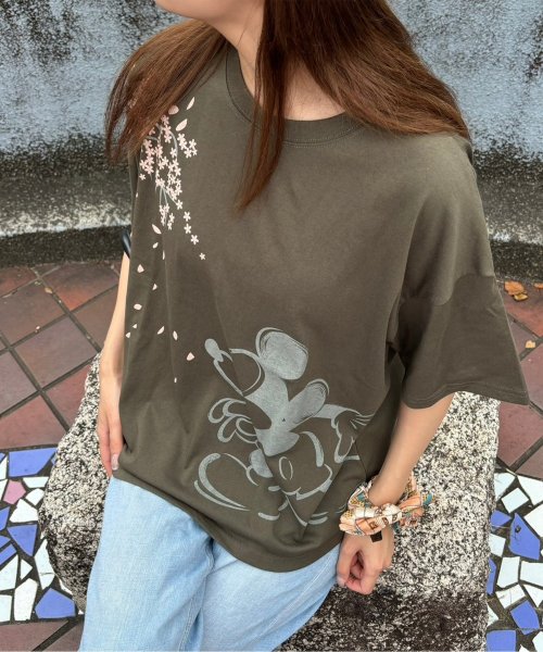 DISNEY(DISNEY)/【DISNEY/ディズニー】天竺半袖ワイド半袖Tシャツ/カーキ