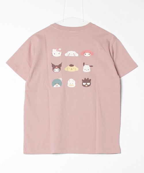 Sanrio characters(サンリオキャラクターズ)/【Sanrio/サンリオ】天竺刺繍・プリントクルーネック半袖Ｔシャツ サンリオキャラクターズ/ダークピンク