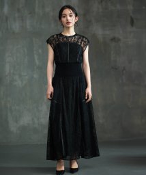 DRESS+(ドレス プラス)/ドレス 切り替えレースワンピース 総レース 結婚式/ブラック
