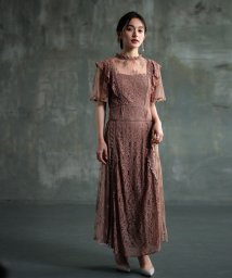 DRESS+/レースワンピース ロングフレアワンピース 総レース/506081254