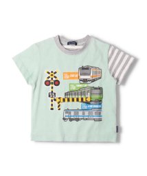 moujonjon(ムージョンジョン)/【子供服】 moujonjon (ムージョンジョン) 在来線電車踏切仕掛け半袖Tシャツ90cm～130cm F32810/ライトグリーン