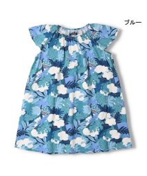 moujonjon(ムージョンジョン)/【子供服】 moujonjon (ムージョンジョン) ボタニカル柄レーヨン半袖ワンピース 90cm～140cm M42312/ブルー