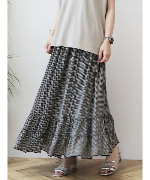 セール】幾何学柄裾ティアードスカート(506082407) | アメリカン  