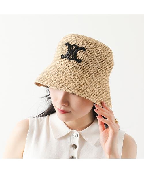 セール】CELINE バケットハット 2AUP7517Q ラフィア トリオンフ 