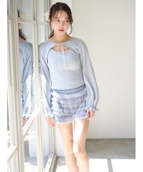 【SNIDEL HOME × 新木優子】シャーリングウエストチュールショートパンツ