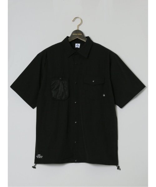 GRAND-BACK(グランバック)/【大きいサイズ】ジェリー/GERRY ダブルポケット レギュラーカラー半袖シャツ/ブラック