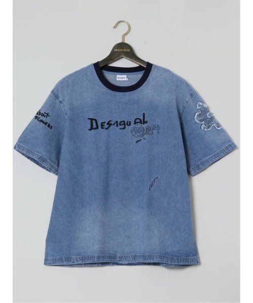 GRAND-BACK(グランバック)/【大きいサイズ】デシグアル/Desigual デニム 半袖Tシャツ/ブルー